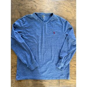 Polo Ralph Lauren Men's Blue V-Neck Long Sleeve Large Americana